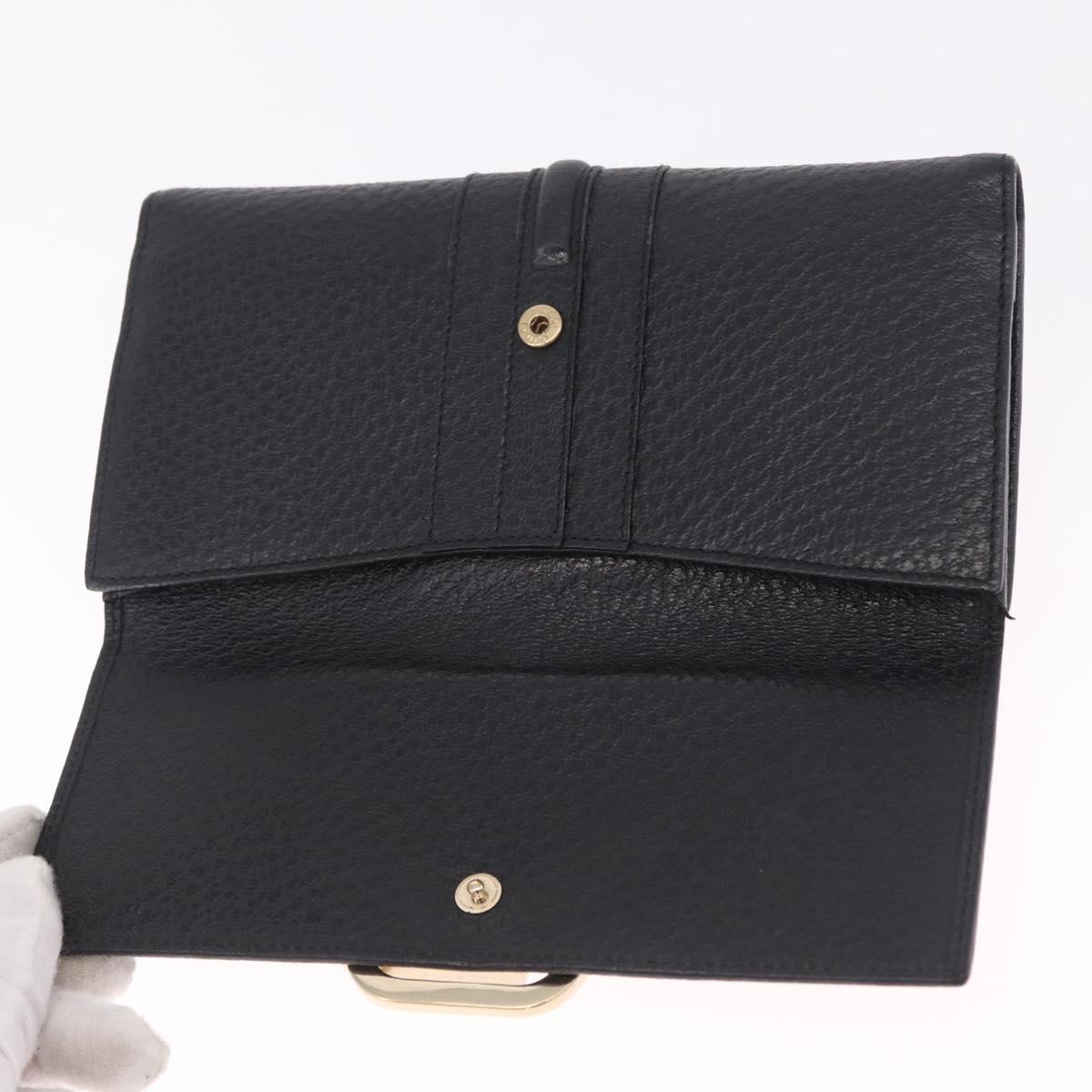 GUCCI Long Wallet Leather Black Gold 131847 Auth yk21145V