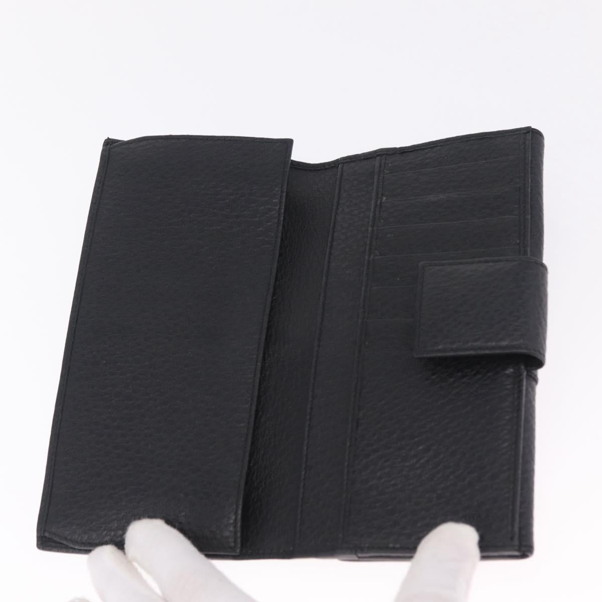 GUCCI Long Wallet Leather Black Gold 131847 Auth yk21145V