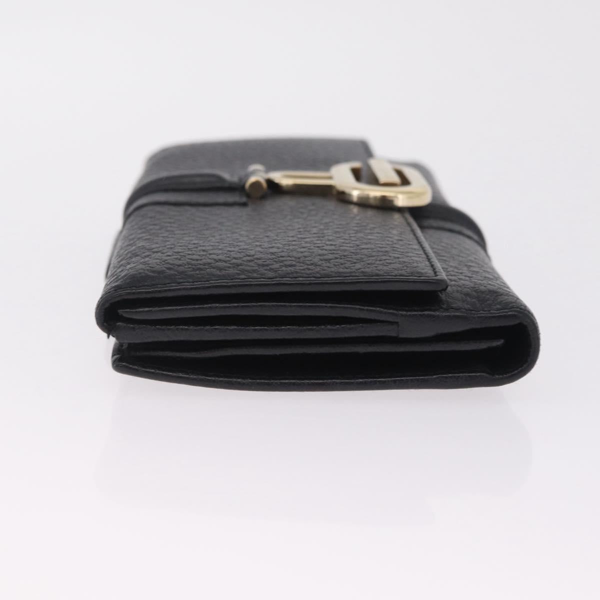 GUCCI Long Wallet Leather Black Gold 131847 Auth yk21145V