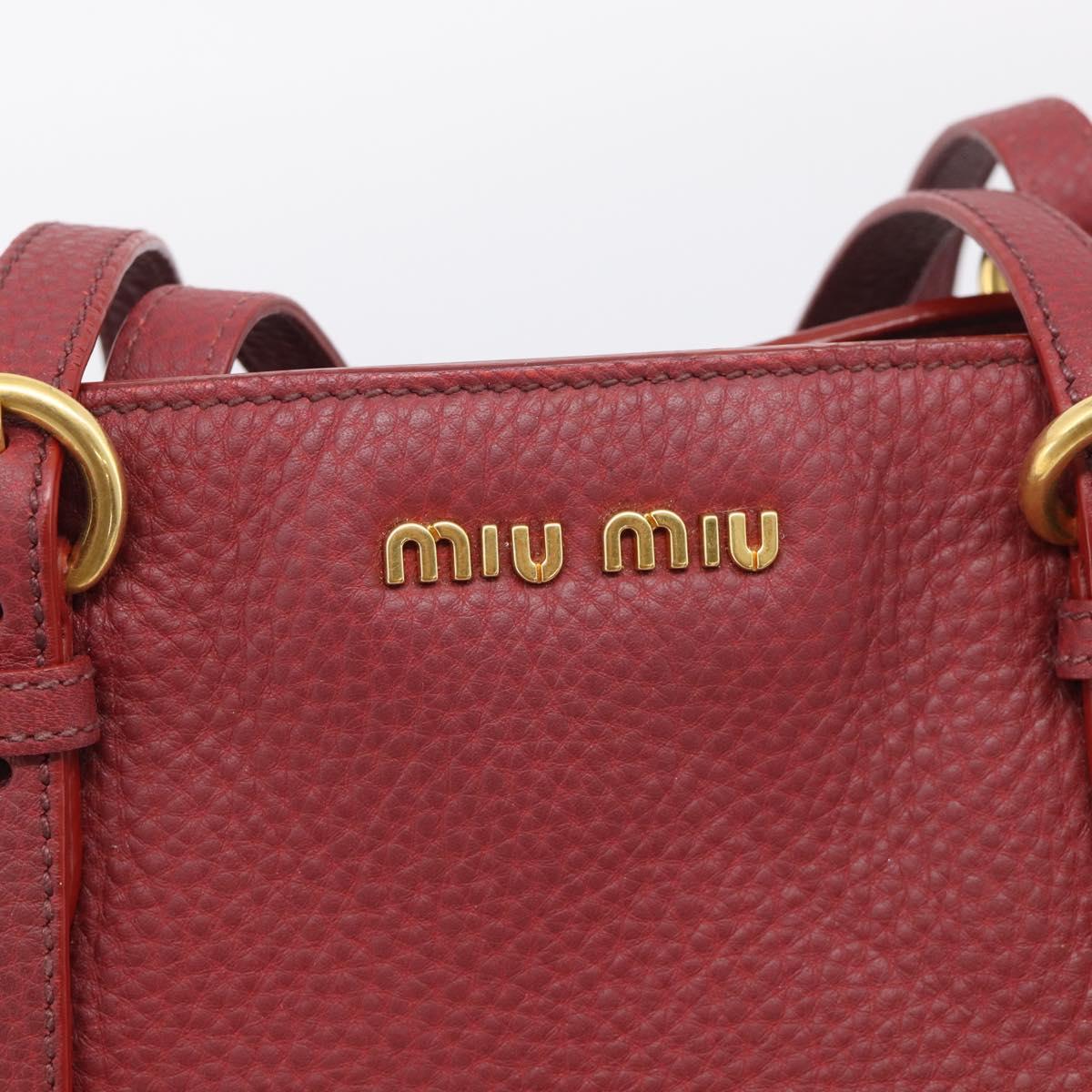 Miu Miu Tote Bag Leather 2way Red Gold Auth yk21146V