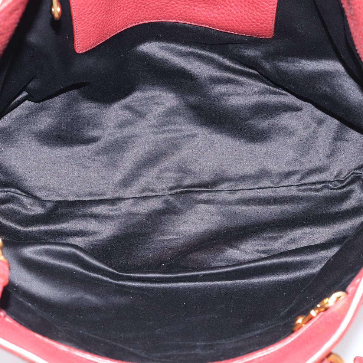 Miu Miu Tote Bag Leather 2way Red Gold Auth yk21146V
