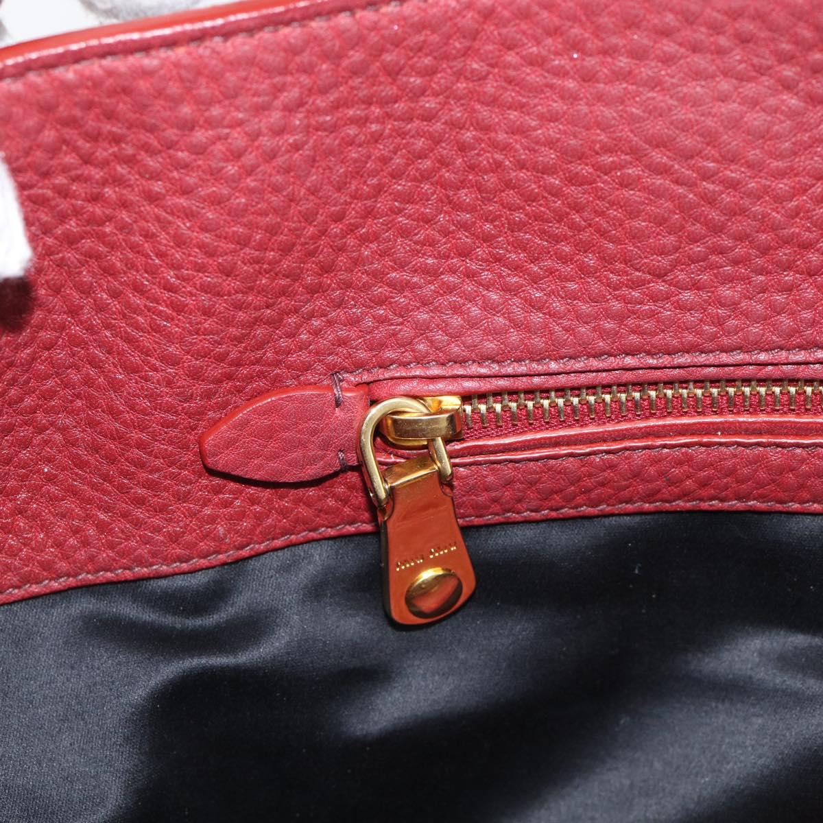Miu Miu Tote Bag Leather 2way Red Gold Auth yk21146V