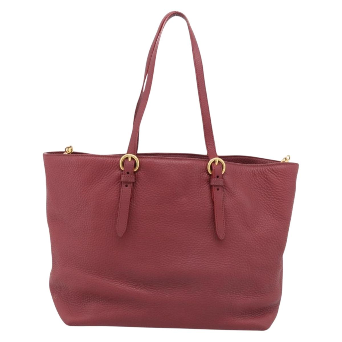 Miu Miu Tote Bag Leather 2way Red Gold Auth yk21146V