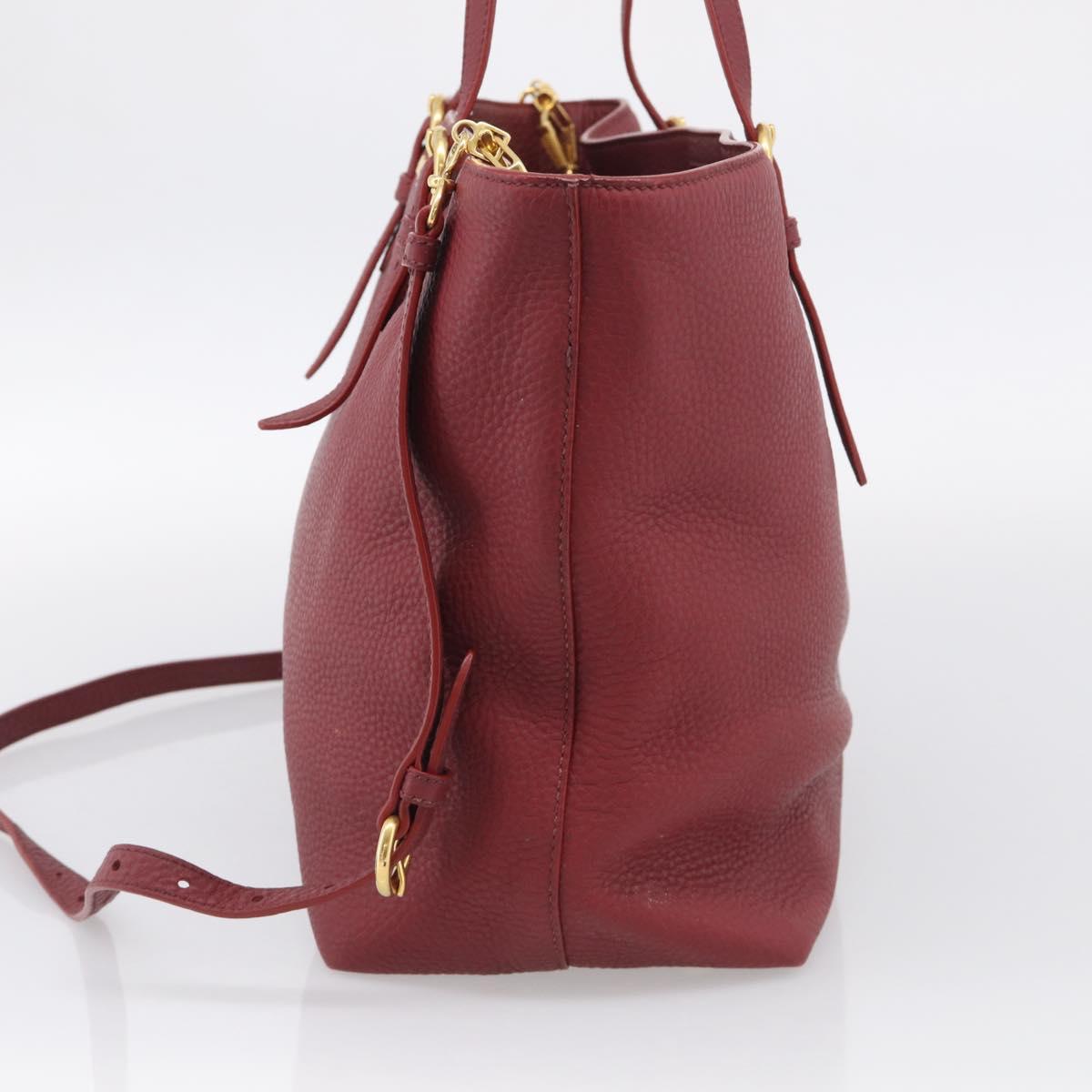 Miu Miu Tote Bag Leather 2way Red Gold Auth yk21146V