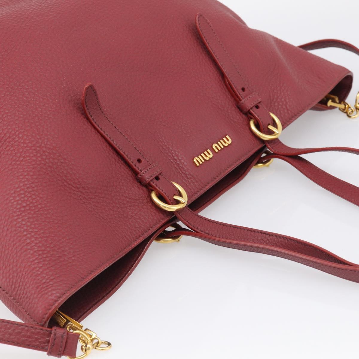 Miu Miu Tote Bag Leather 2way Red Gold Auth yk21146V