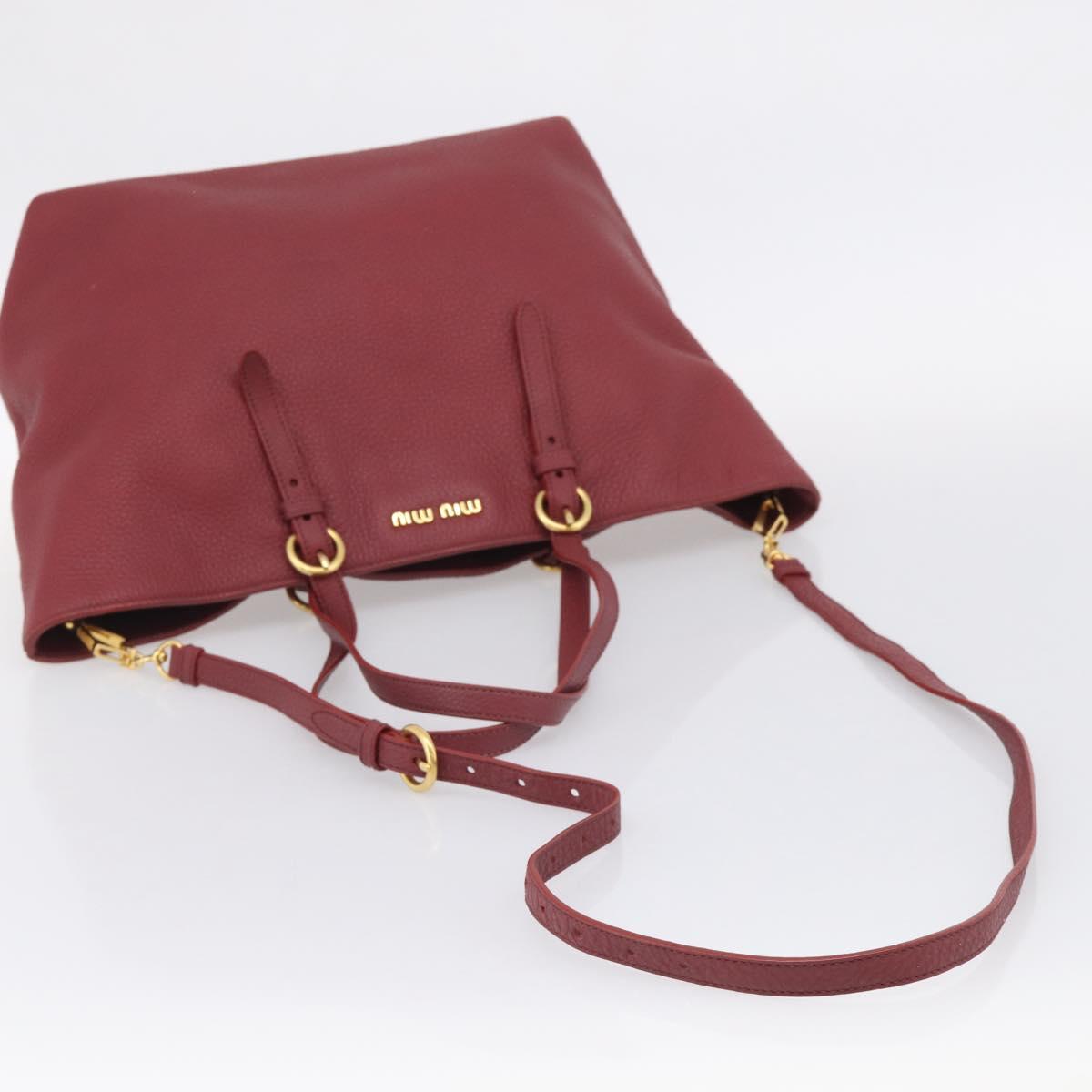 Miu Miu Tote Bag Leather 2way Red Gold Auth yk21146V