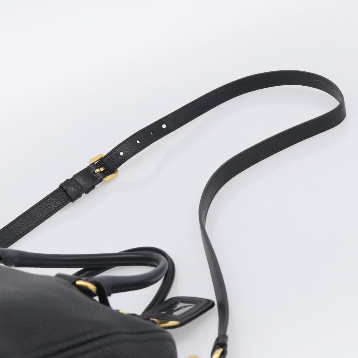 PRADA Hand Bag Leather 2way Black Gold Auth yk21147V