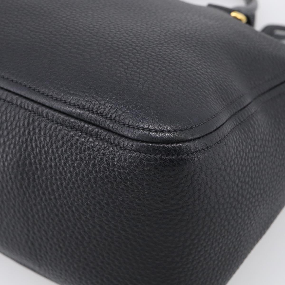 PRADA Hand Bag Leather 2way Black Gold Auth yk21147V