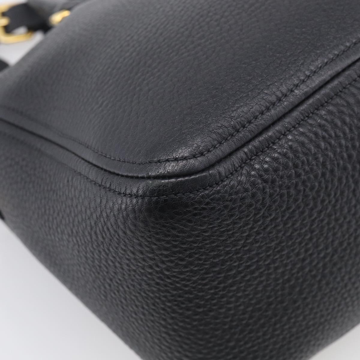PRADA Hand Bag Leather 2way Black Gold Auth yk21147V