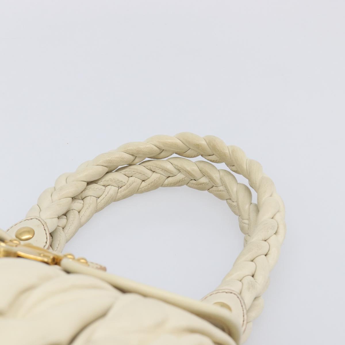 Miu Miu Matelasse Hand Bag Leather Cream Gold Auth yk21152V