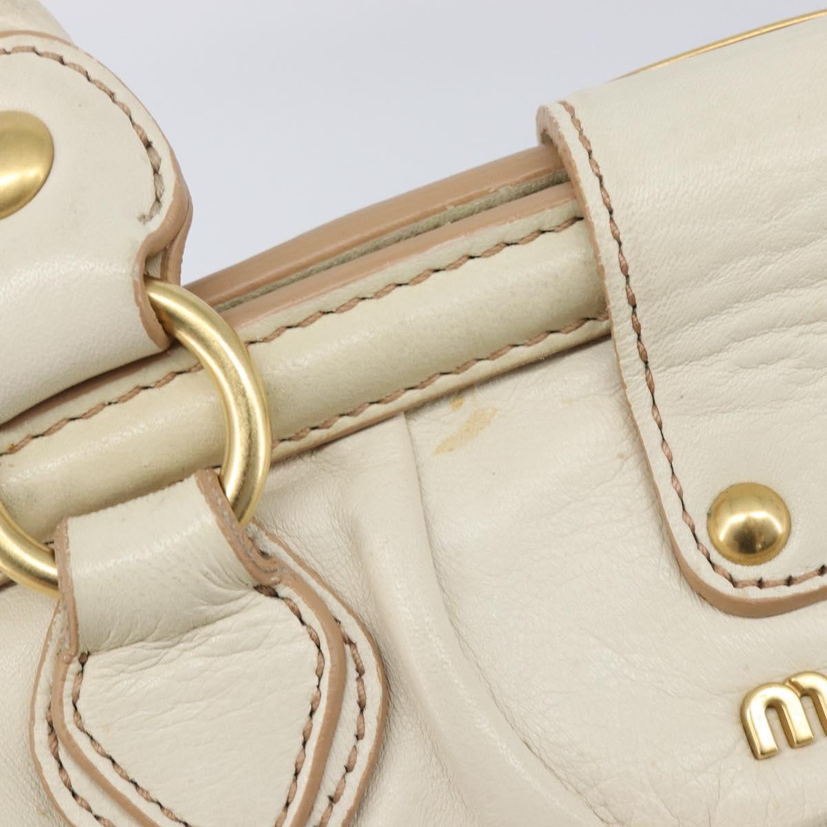 Miu Miu Matelasse Hand Bag Leather Cream Gold Auth yk21152V