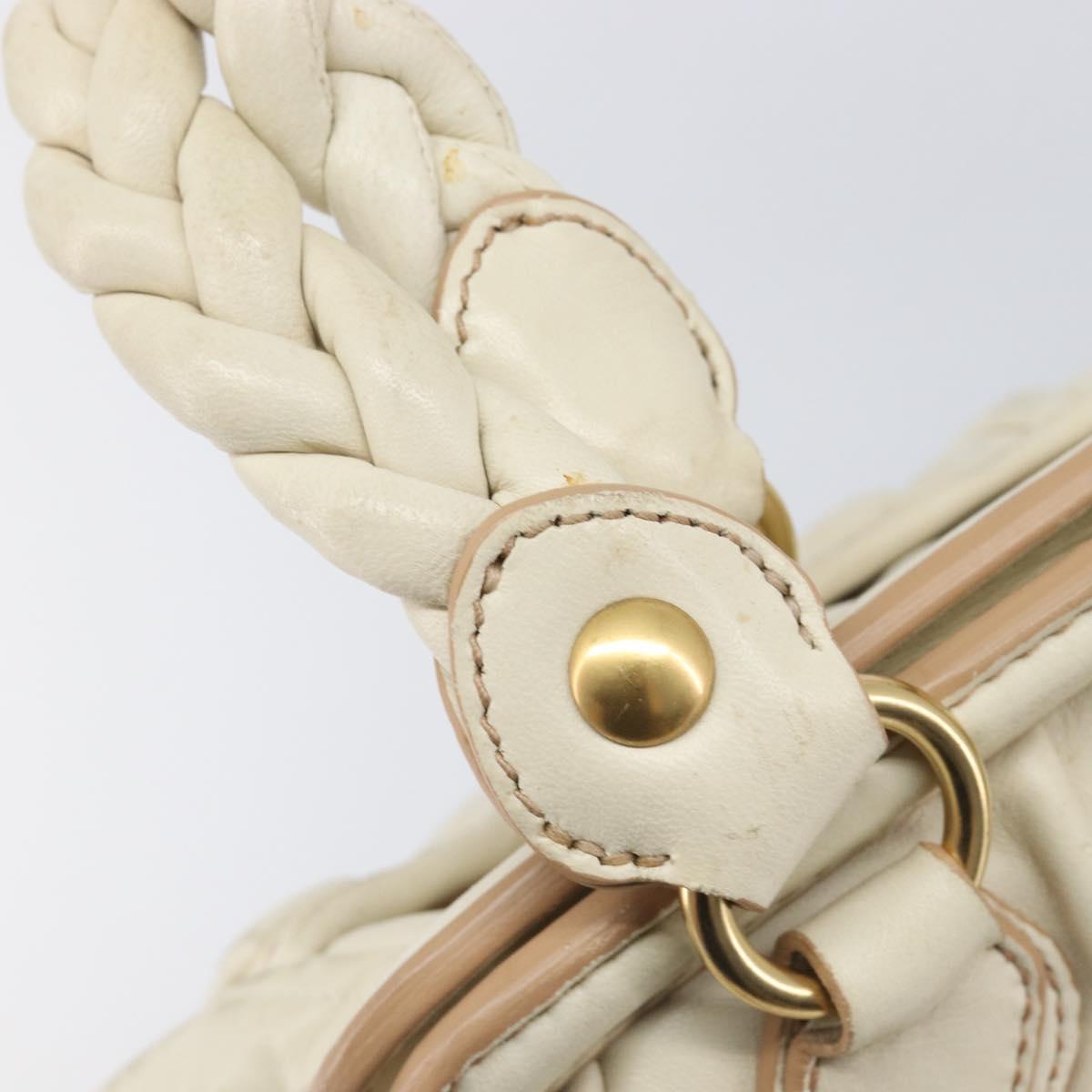 Miu Miu Matelasse Hand Bag Leather Cream Gold Auth yk21152V