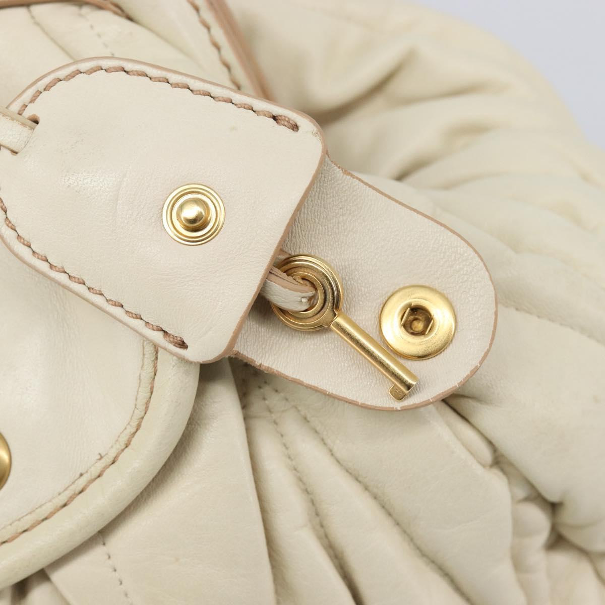 Miu Miu Matelasse Hand Bag Leather Cream Gold Auth yk21152V