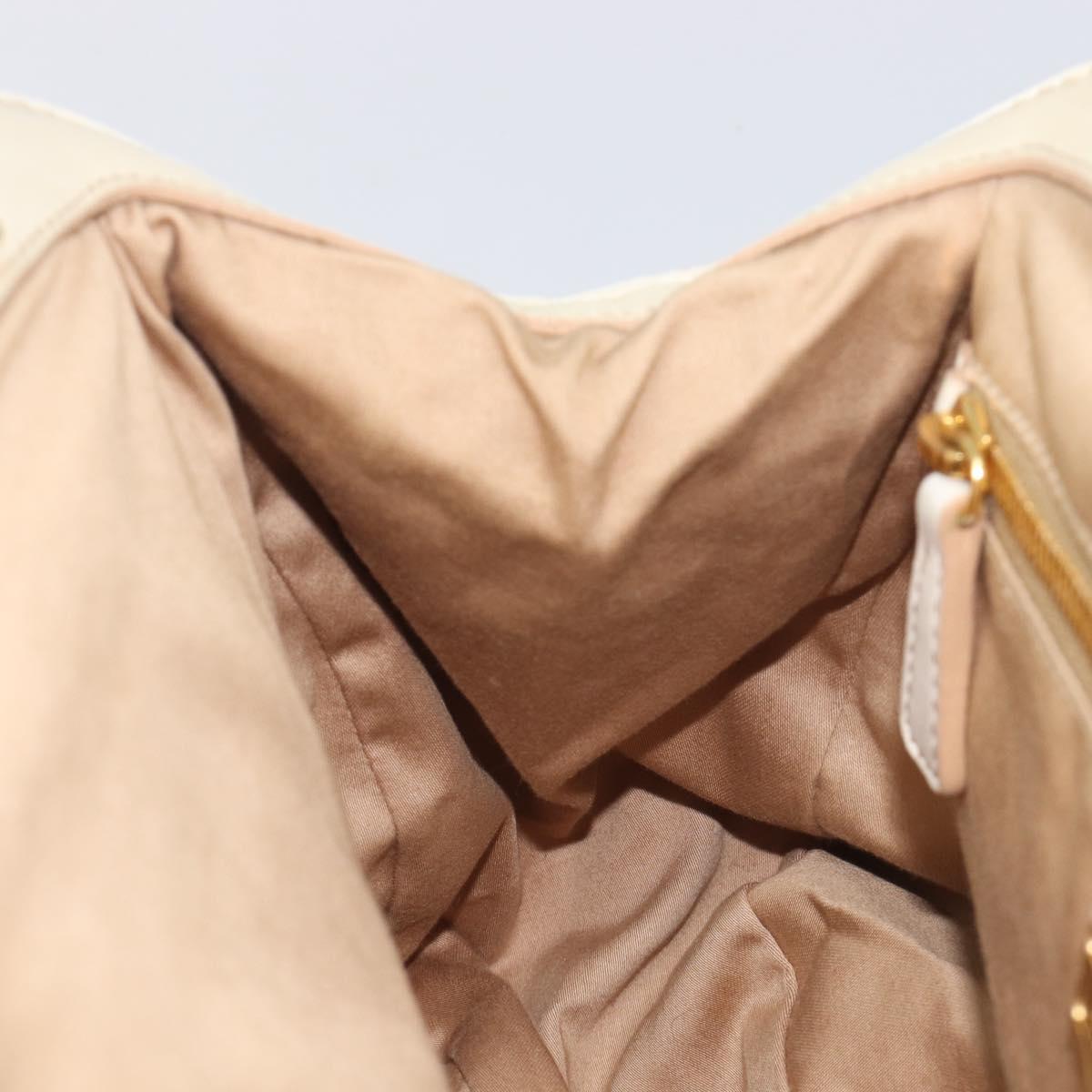 Miu Miu Matelasse Hand Bag Leather Cream Gold Auth yk21152V