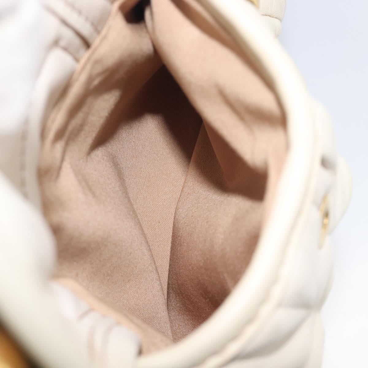Miu Miu Matelasse Hand Bag Leather Cream Gold Auth yk21152V