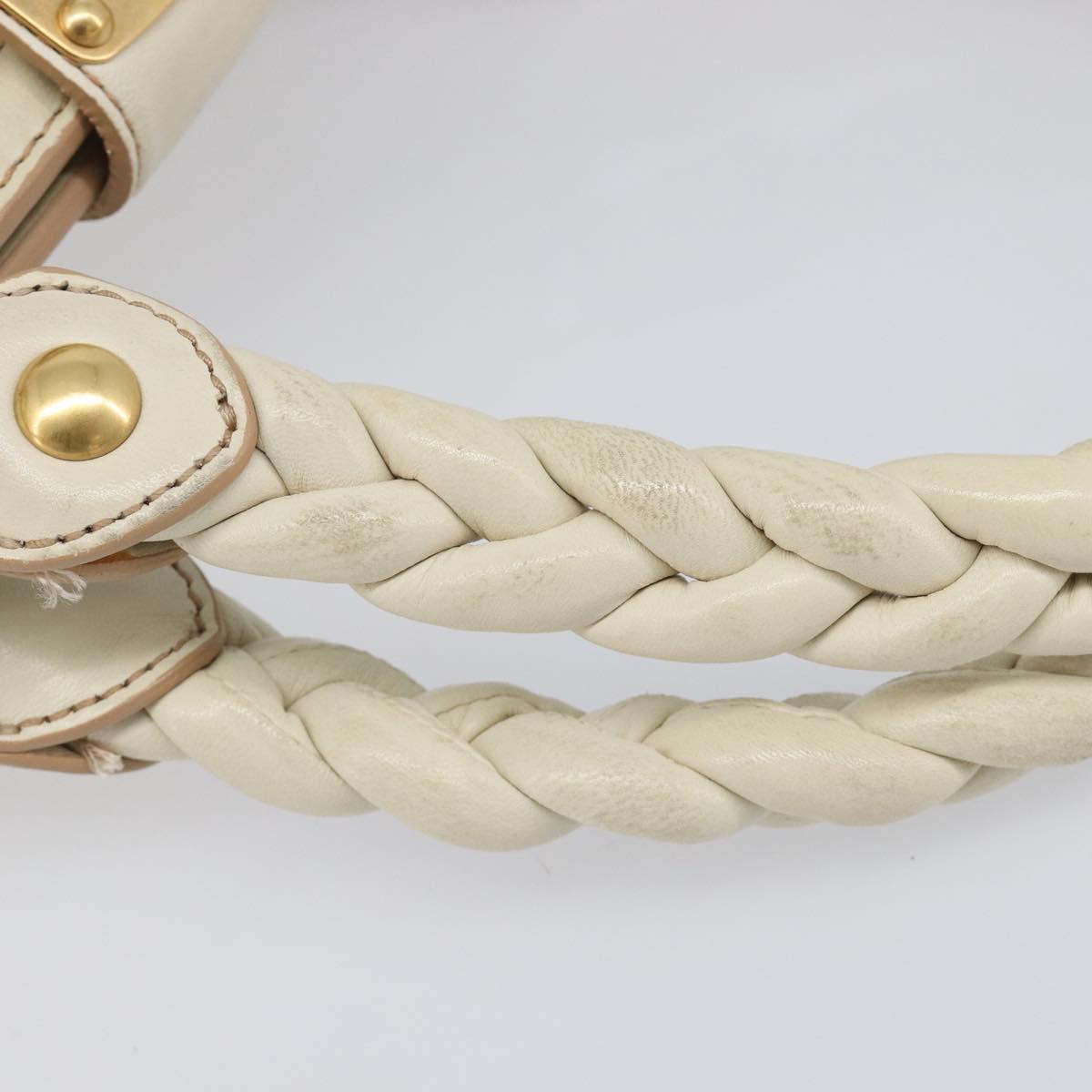 Miu Miu Matelasse Hand Bag Leather Cream Gold Auth yk21152V
