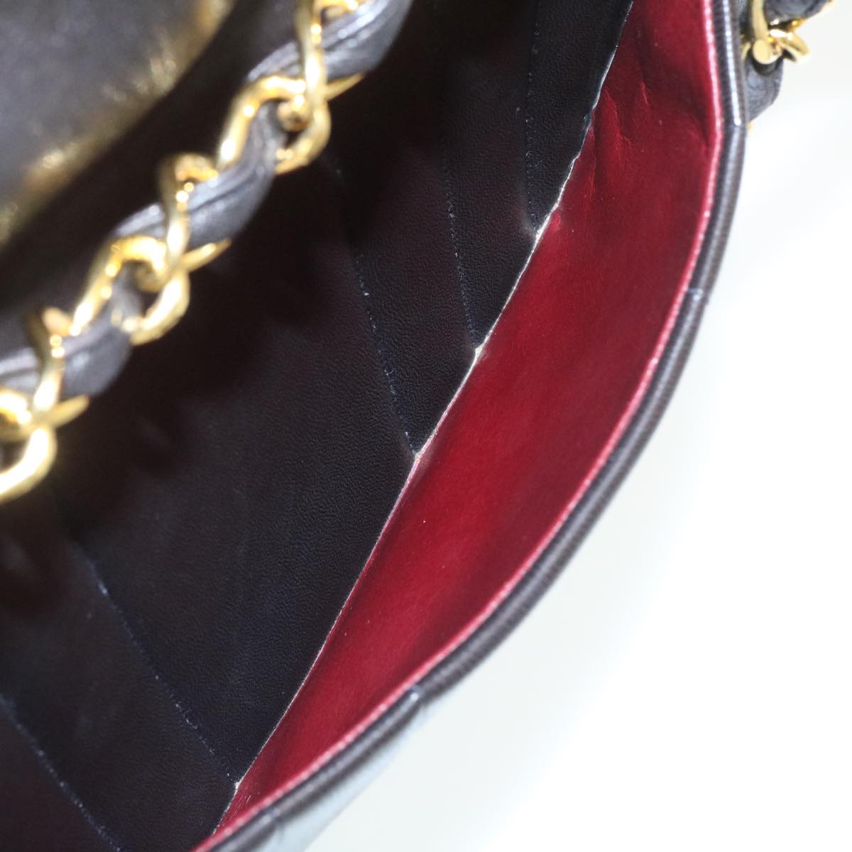 CHANEL Mademoiselle Big COCO Mark Chain ShoulderBag Lamb Skin Black Auth yk4080SAV