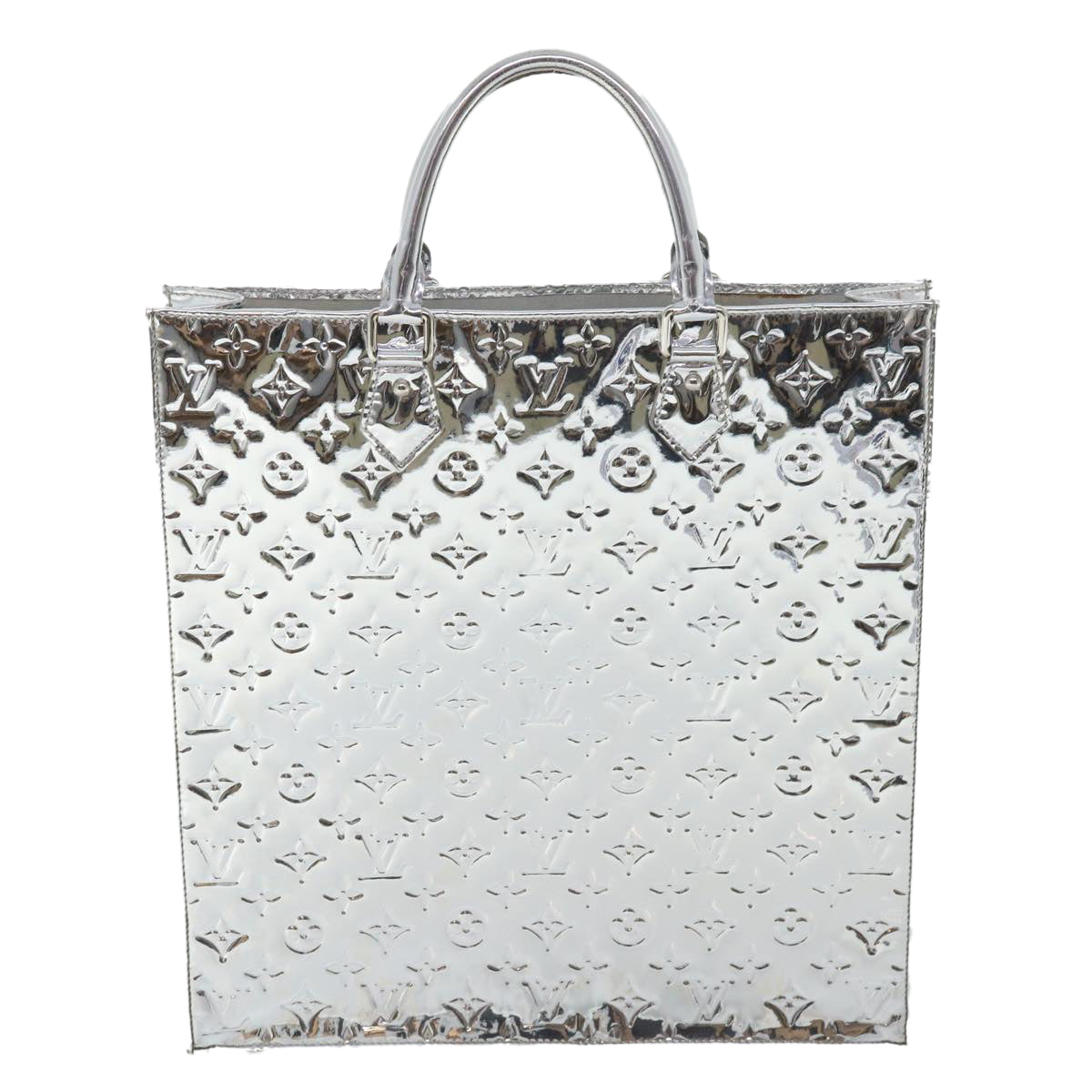 LOUIS VUITTON Monogram Miroir Sac Plat Hand Bag Silver M40269 LV Auth yk5783