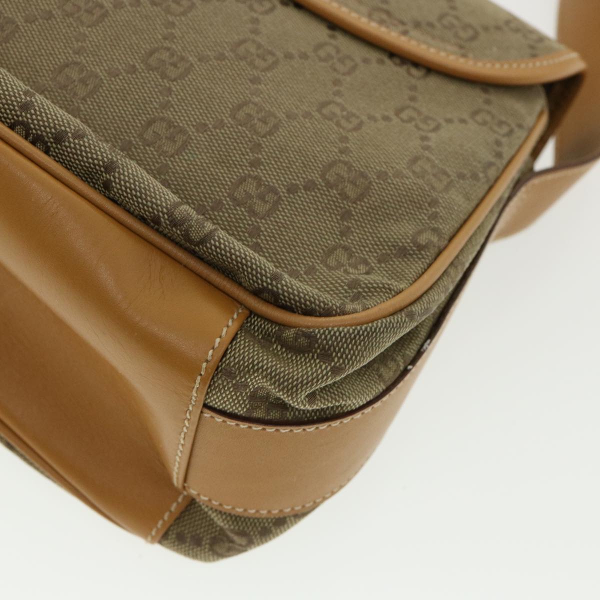 GUCCI GG Canvas Shoulder Bag Beige Brown Auth yk5899