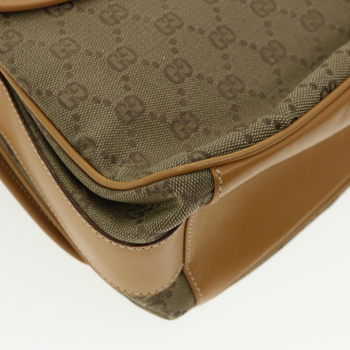 GUCCI GG Canvas Shoulder Bag Beige Brown Auth yk5899