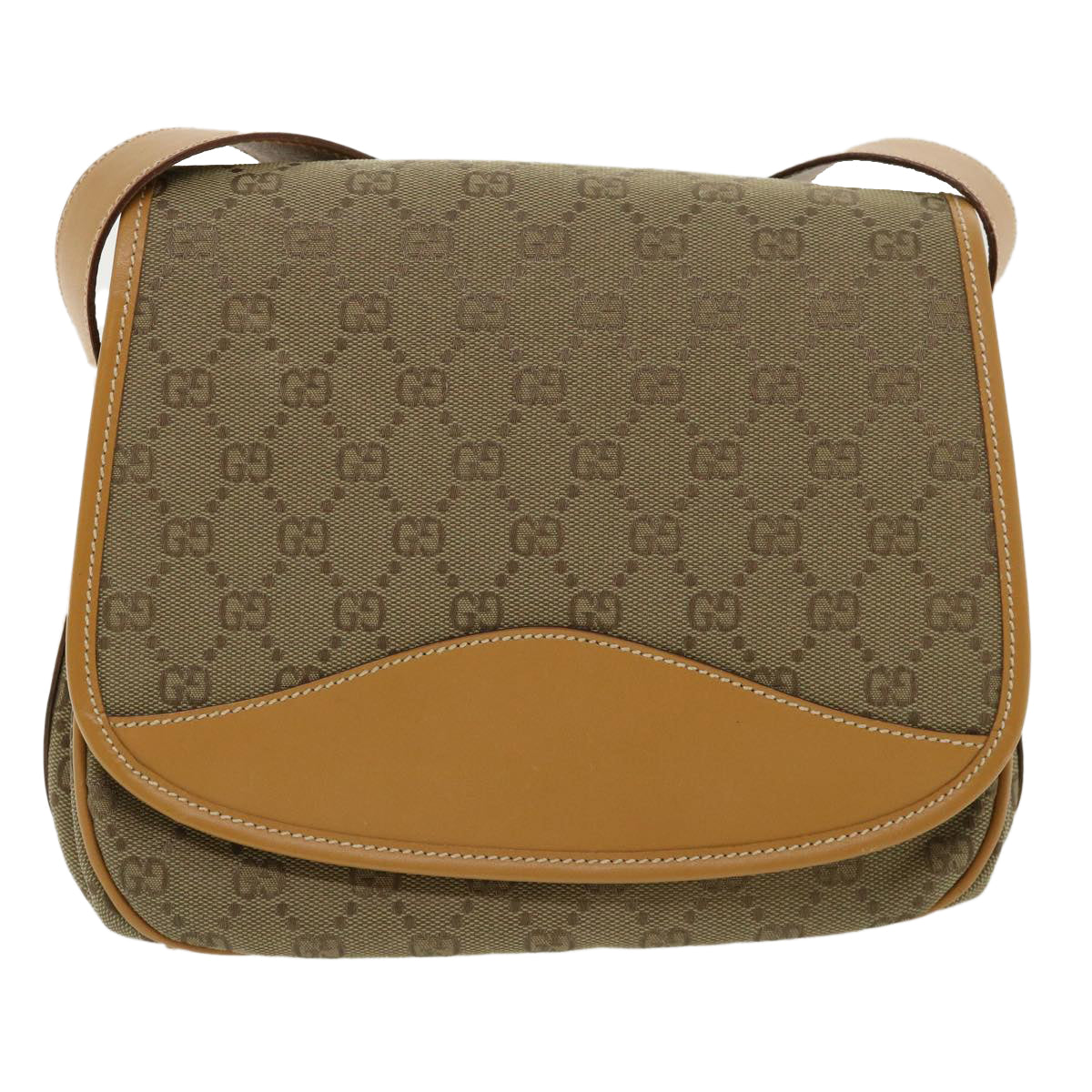 GUCCI GG Canvas Shoulder Bag Beige Brown Auth yk5899