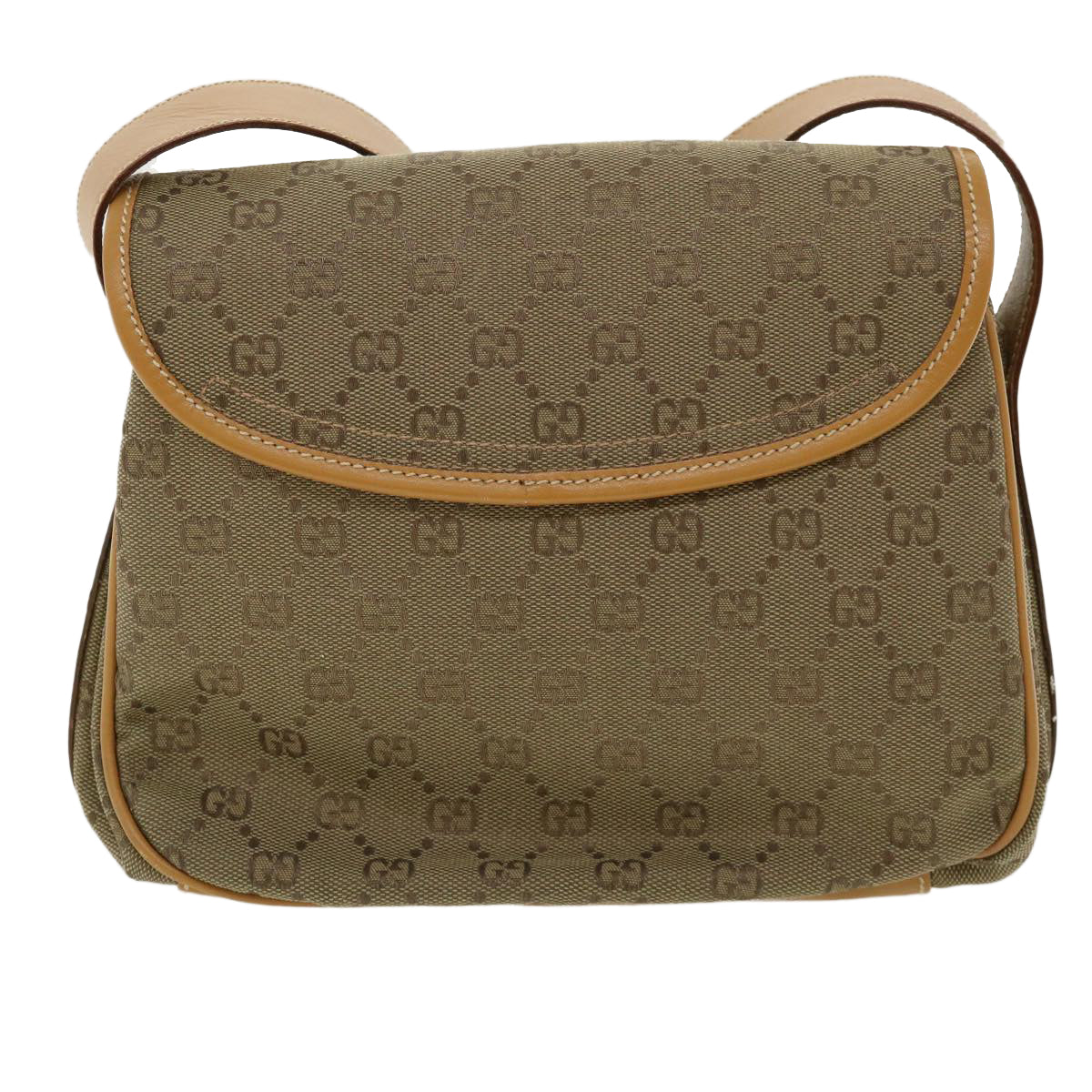 GUCCI GG Canvas Shoulder Bag Beige Brown Auth yk5899