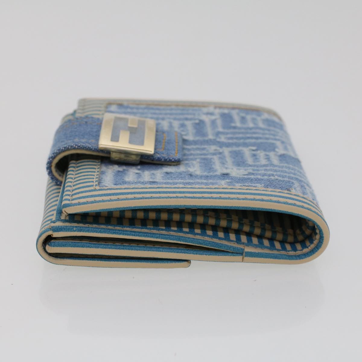 FENDI Zucca Canvas Wallet Denim Blue Auth yk7166