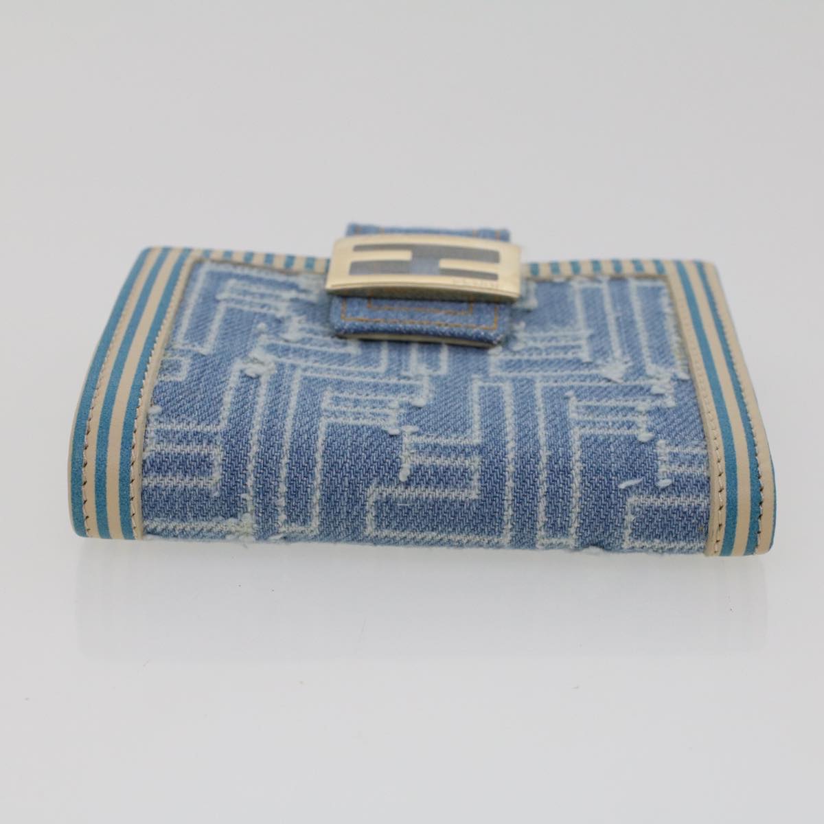 FENDI Zucca Canvas Wallet Denim Blue Auth yk7166