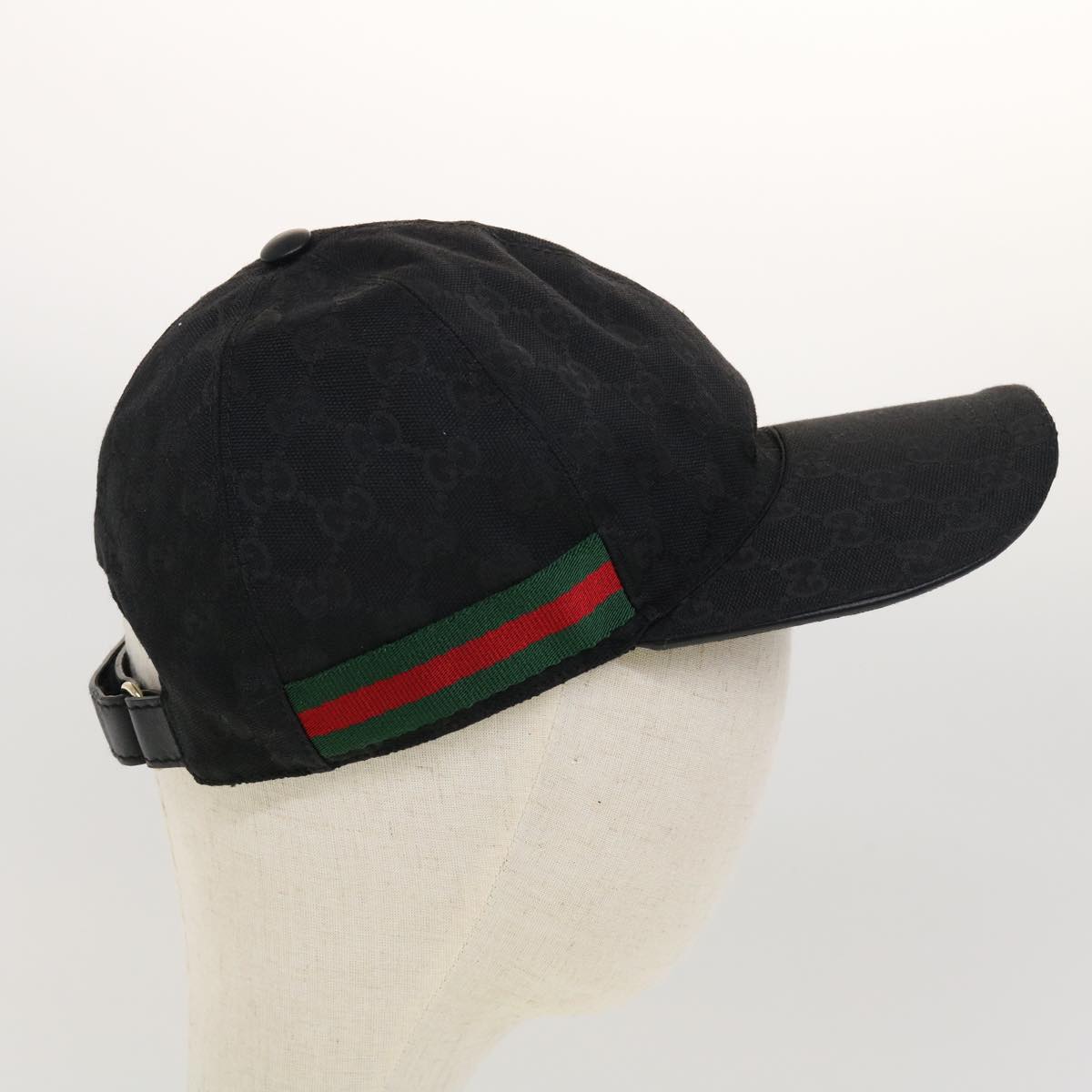 GUCCI GG Canvas Web Sherry Line Cap M Black Red Green 200035.601564 Auth yk7360