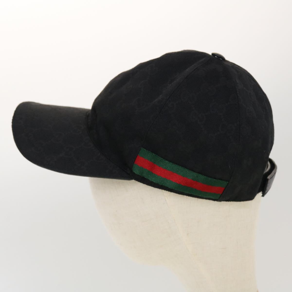 GUCCI GG Canvas Web Sherry Line Cap M Black Red Green 200035.601564 Auth yk7360