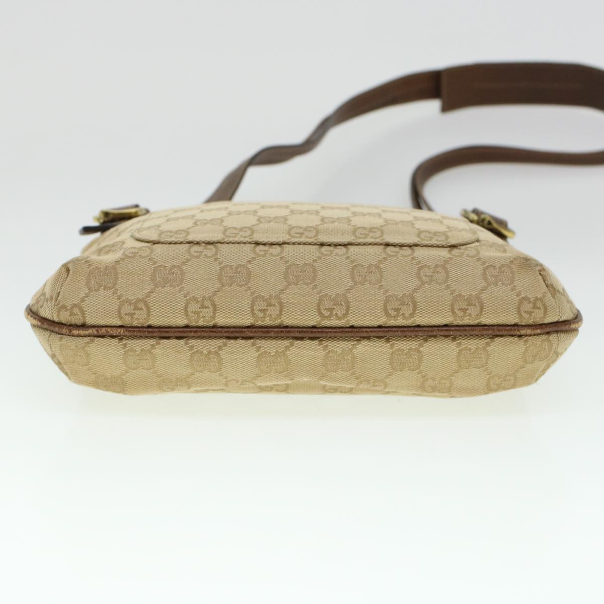 GUCCI GG Canvas Shoulder Bag Leather Beige 115514 Auth yk7361