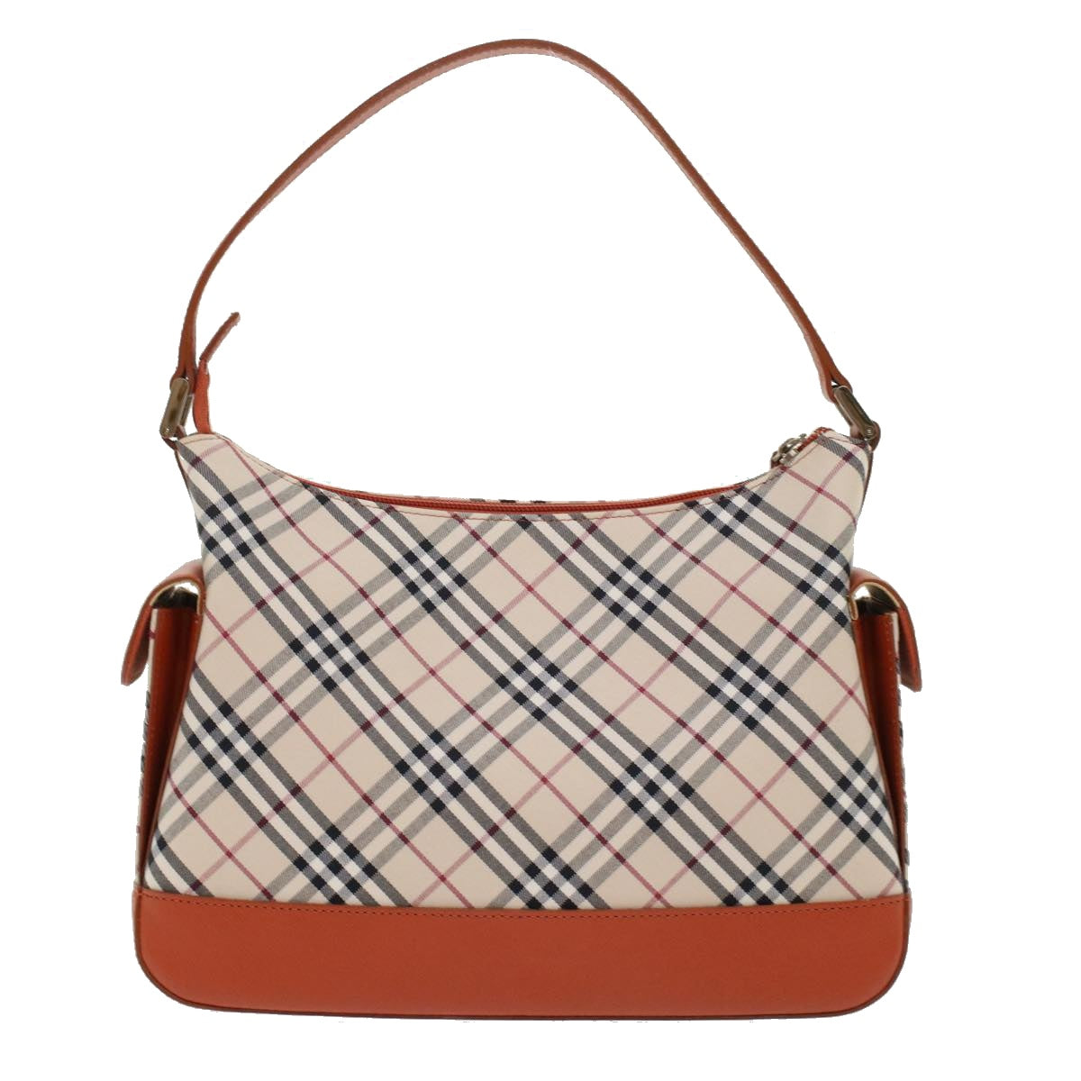 BURBERRY Nova Check Shoulder Bag Nylon Leather Beige Orange Auth yk7467