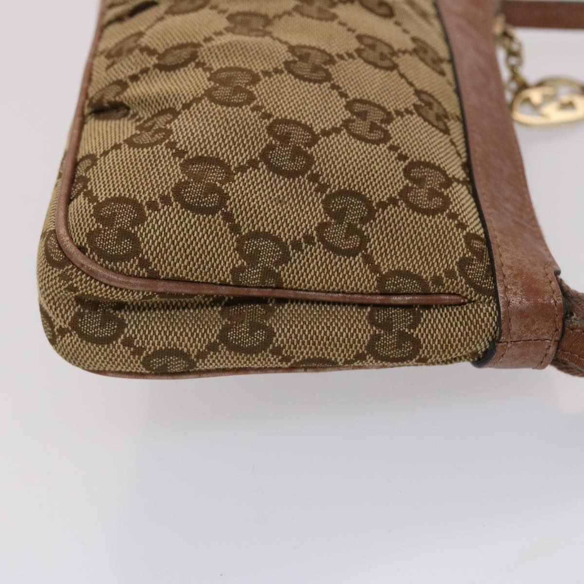 GUCCI GG Canvas Shoulder Bag Leather Beige 256899 Auth yk7570B