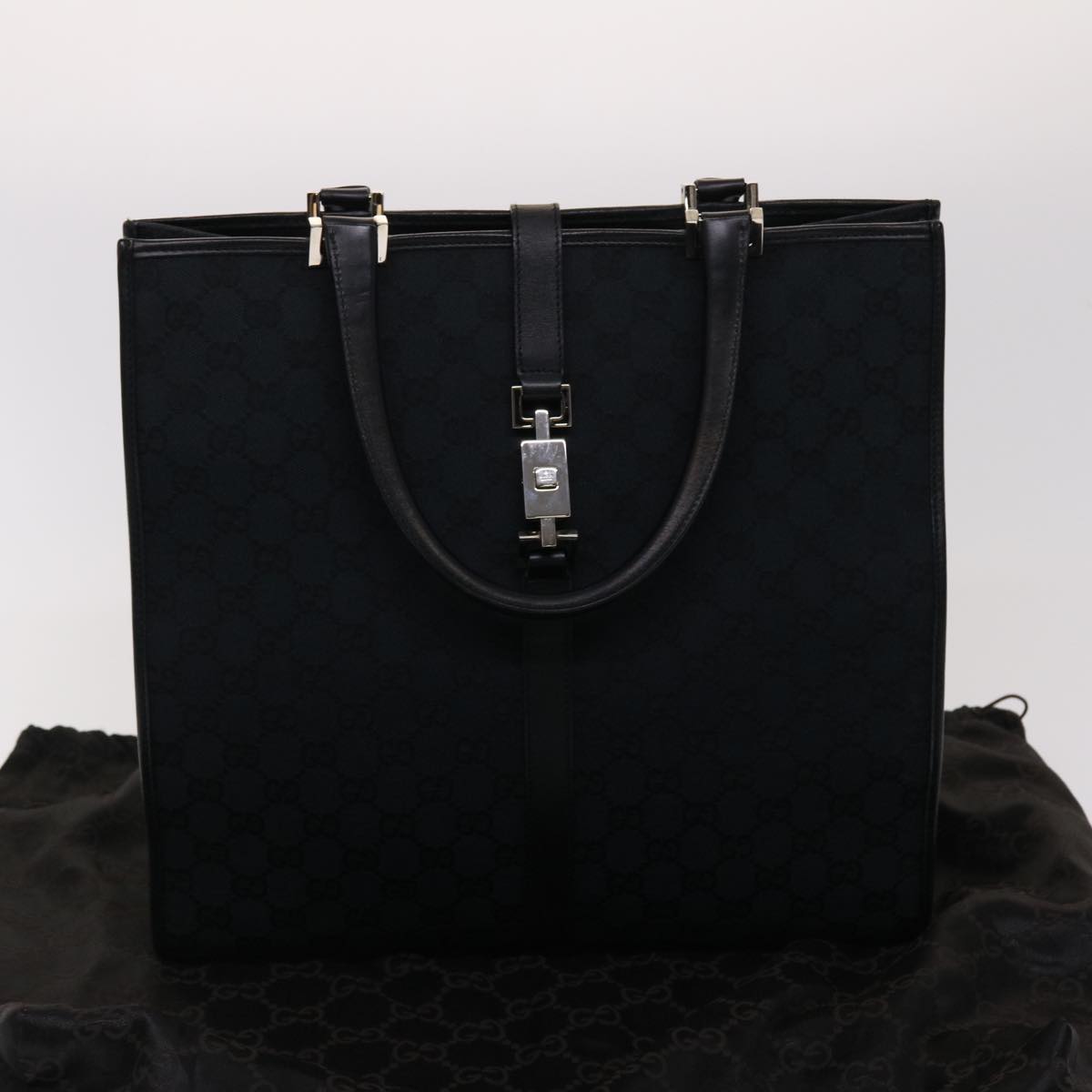 GUCCI GG Canvas Jackie Hand Bag Black Auth yk7654B