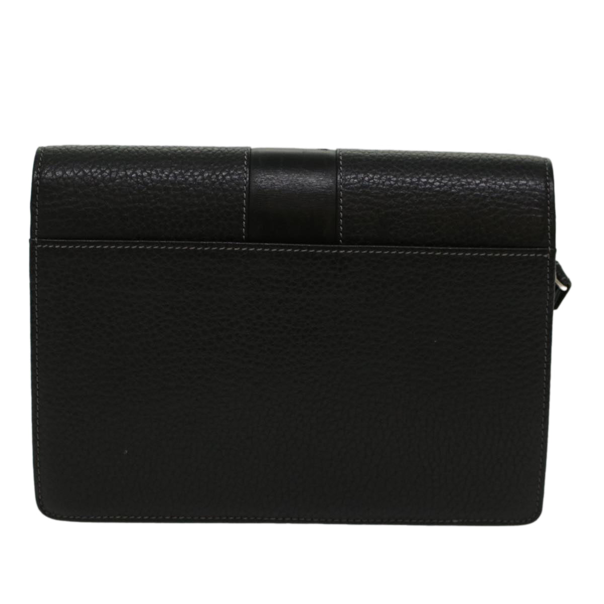 Burberrys Clutch Bag Leather Black Auth yk7752