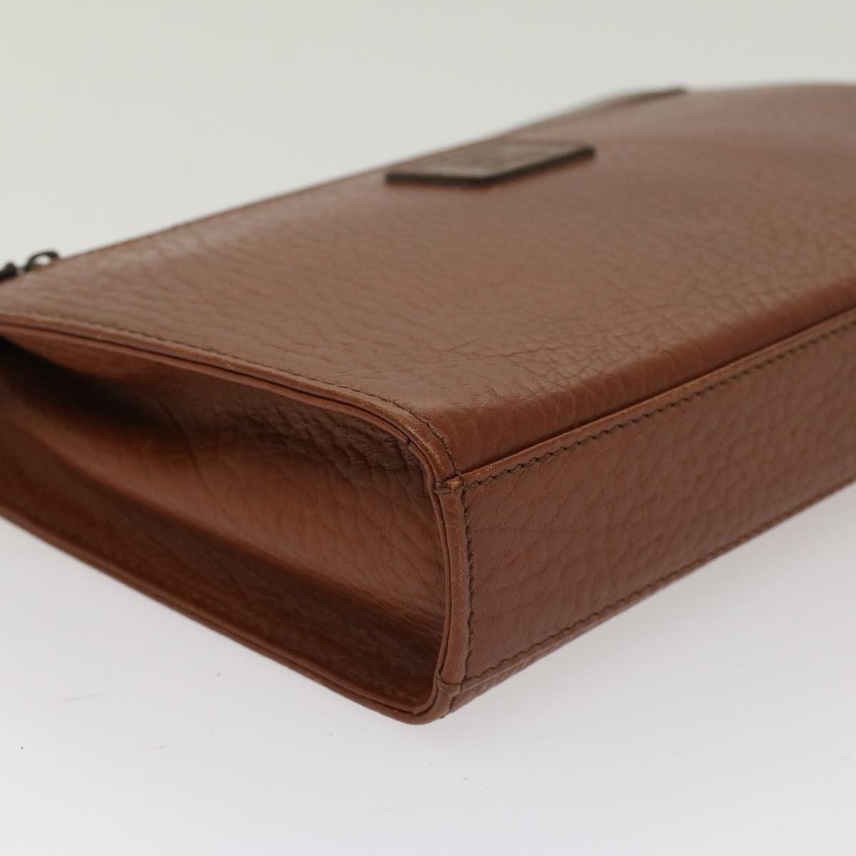 Burberrys Clutch Bag Leather Brown Auth yk7778