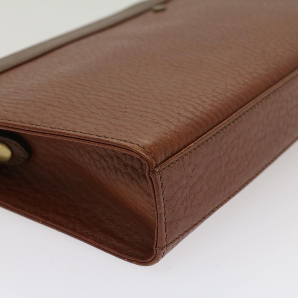 Burberrys Clutch Bag Leather Brown Auth yk7778