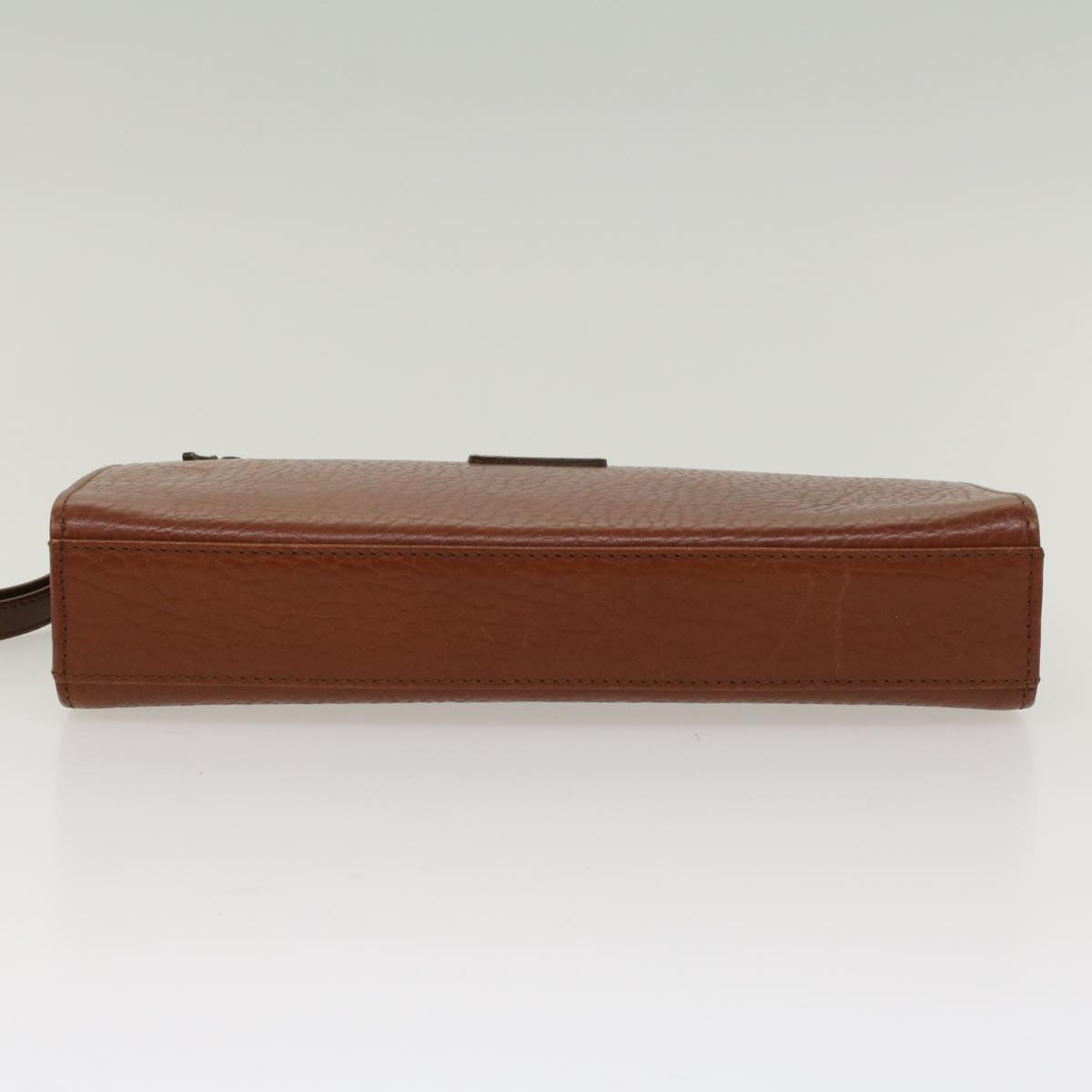 Burberrys Clutch Bag Leather Brown Auth yk7778