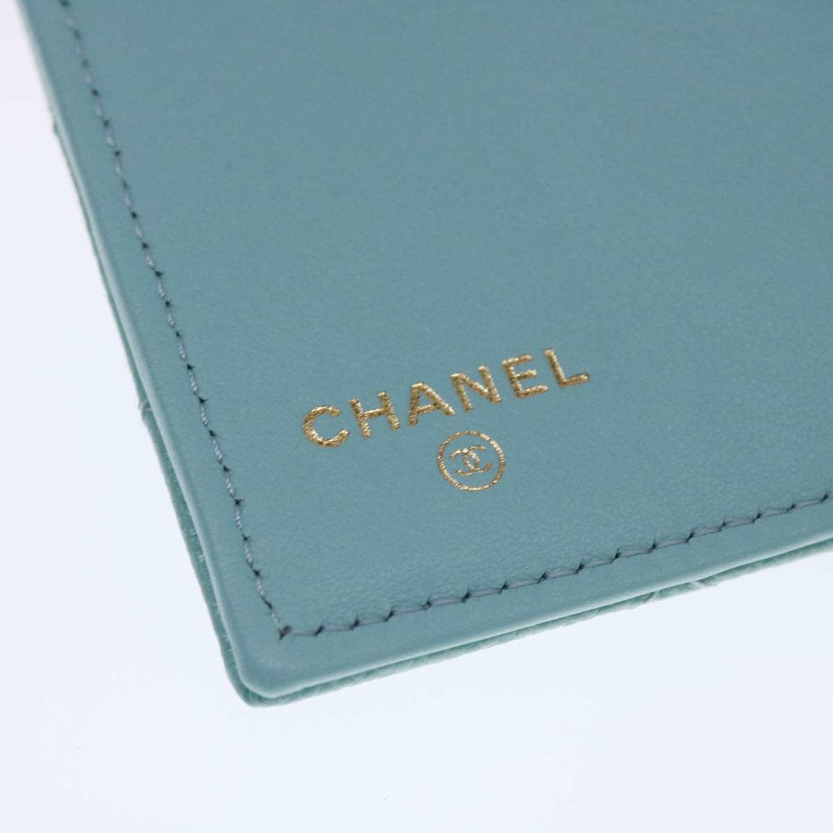 CHANEL Matelasse Wallet Caviar Skin Light Blue CC Auth yk7853