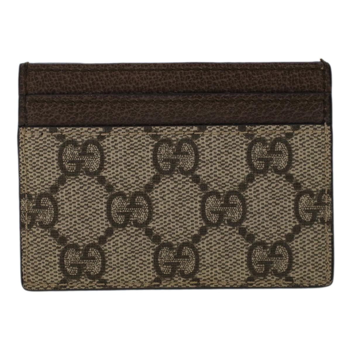 GUCCI GG Marmont Web Sherry Line Ofidia Card Case PVC Leather Beige Auth yk7870