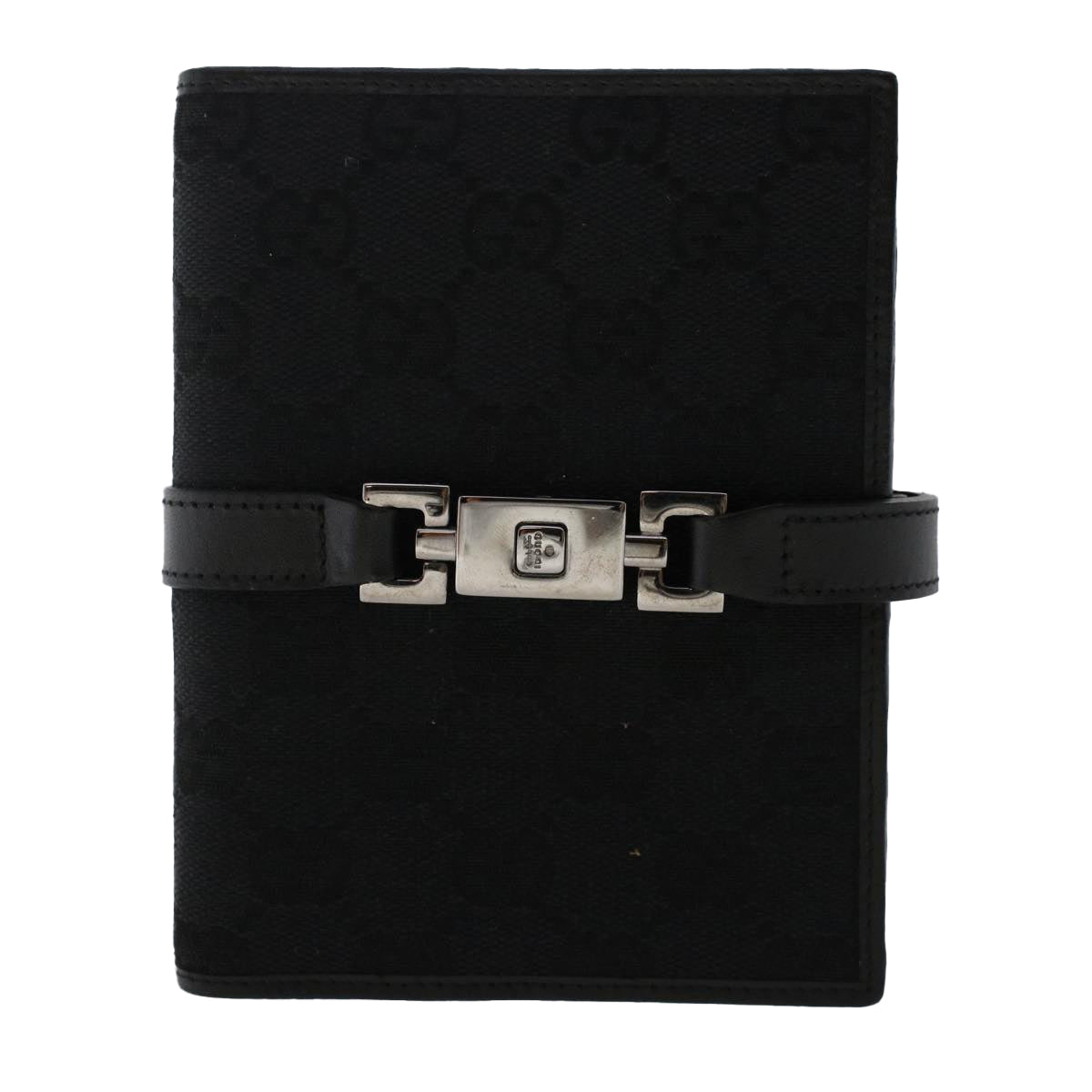 GUCCI GG Canvas Jackie Day Planner Cover Leather Black Auth yk7939