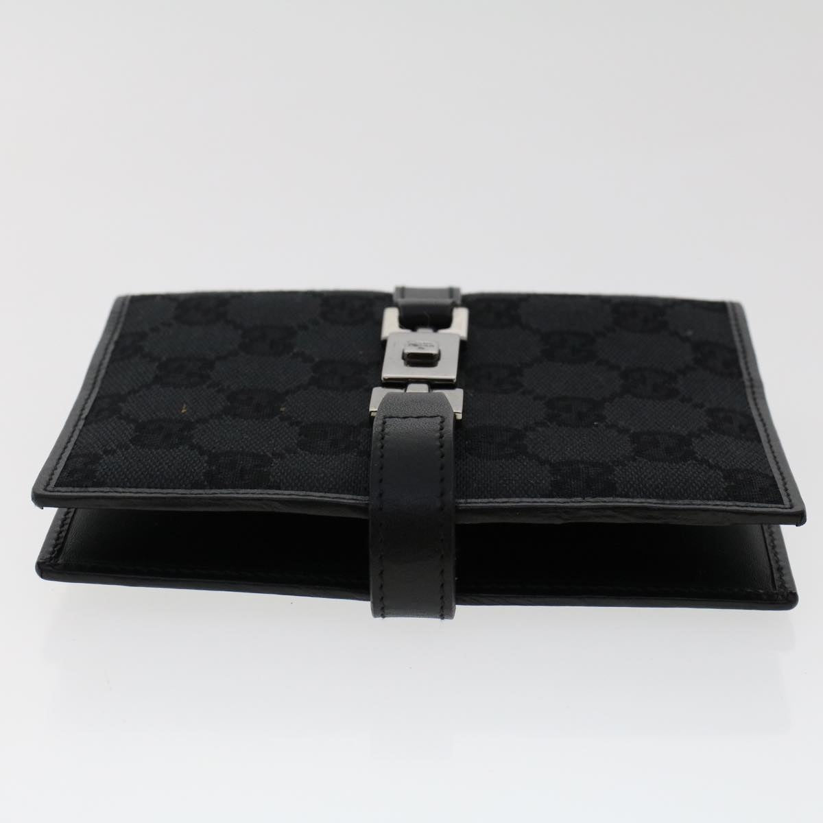 GUCCI GG Canvas Jackie Day Planner Cover Leather Black Auth yk7939