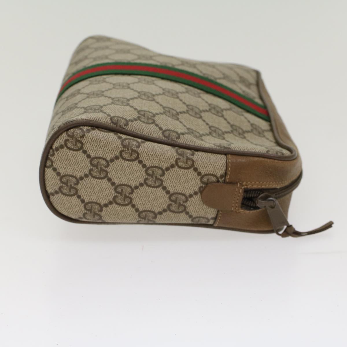 GUCCI GG Canvas Web Sherry Line Clutch Bag Beige Red Green 39.01.012 Auth yk7950