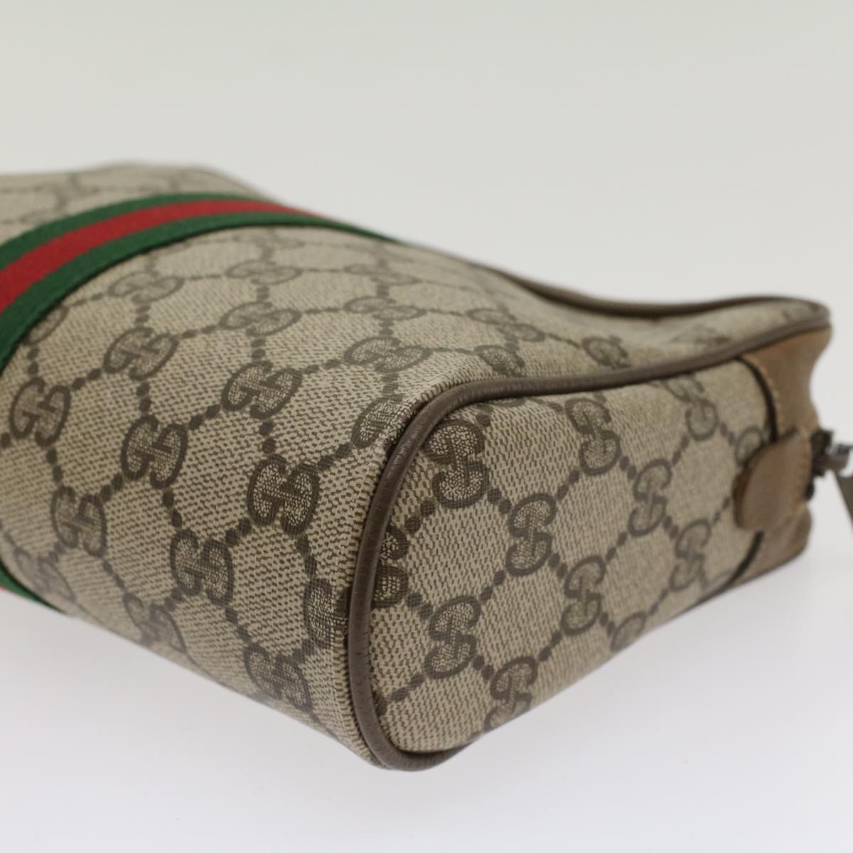 GUCCI GG Canvas Web Sherry Line Clutch Bag Beige Red Green 39.01.012 Auth yk7950