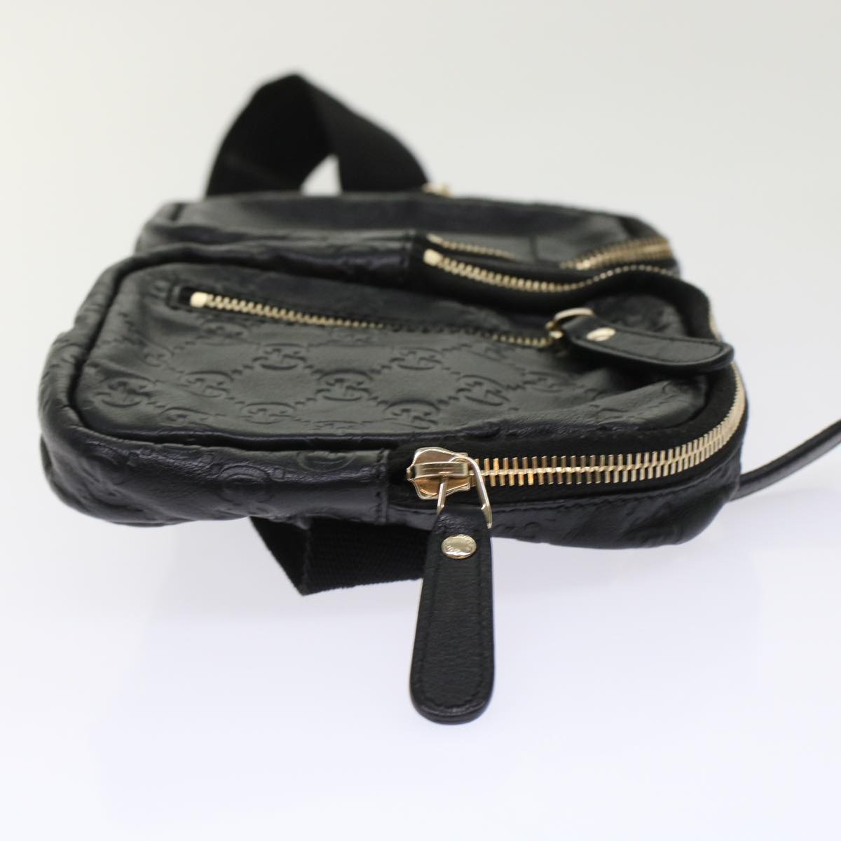 GUCCI GG Canvas Guccissima Waist bag Black 246417 Auth yk7966