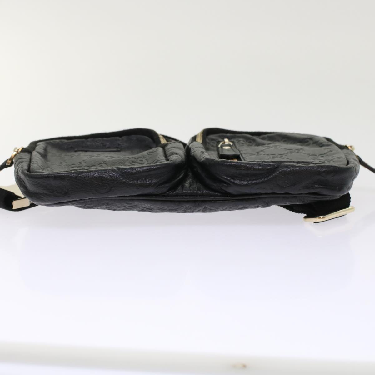 GUCCI GG Canvas Guccissima Waist bag Black 246417 Auth yk7966