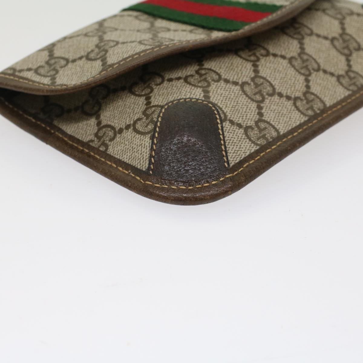 GUCCI GG Canvas Web Sherry Line Pouch PVC Leather Beige Red Green Auth yk7986