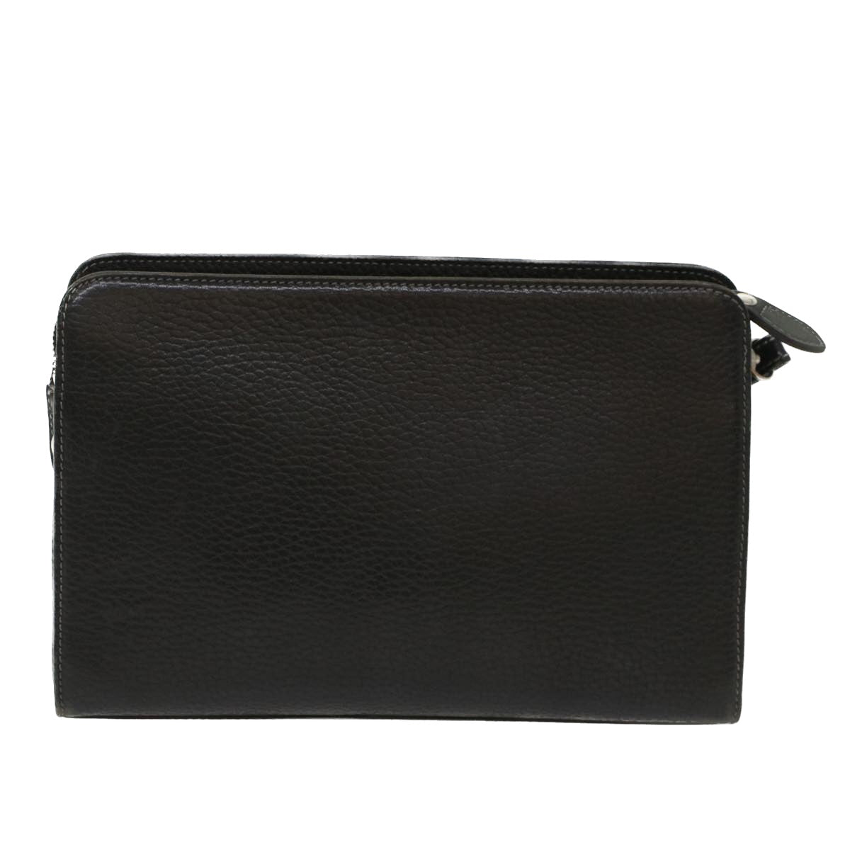 BURBERRY Clutch Bag Leather Black Auth yk8023