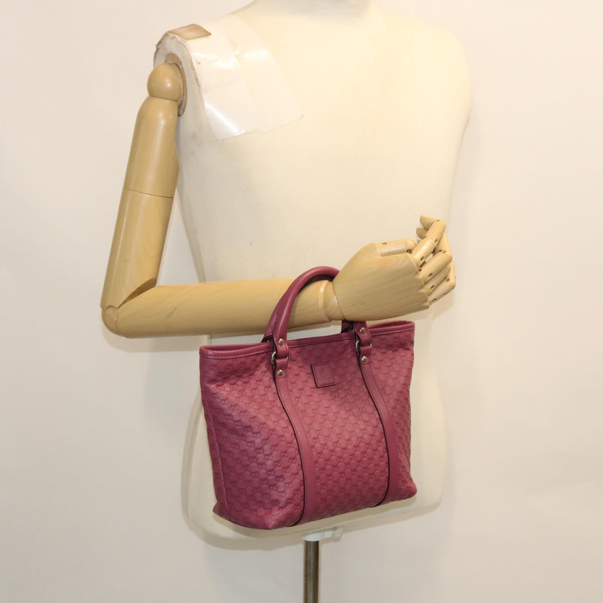 GUCCI Micro GG Canvas Hand Bag Pink 297557 Auth yk8174