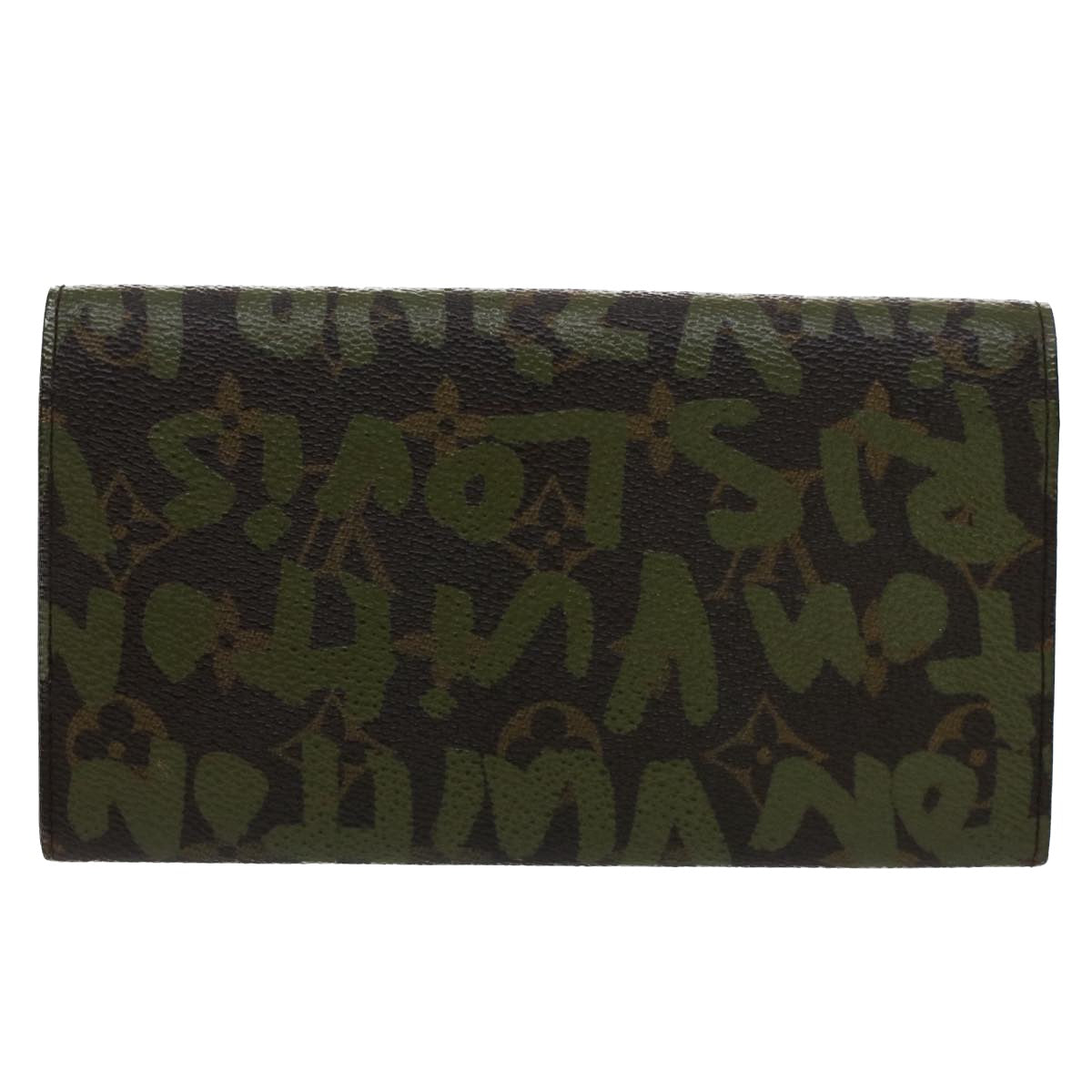 LOUIS VUITTON Graffiti Porte Monnaie Credit Long Wallet Khaki M92188 Auth yk8240